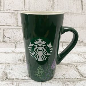 2020 STARBUCKS Tall Green Holiday Pine Trees Ceramic Coffee Mug 16fl.oz